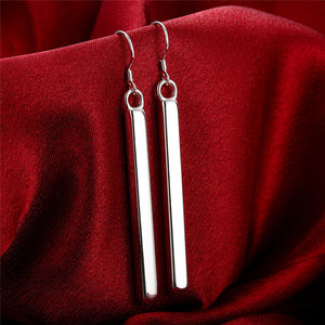 100% 925 Sterling Silver Fashion Square Pillar Ladies Drop Earrings Female Jewelry Women Christmas Gift Drop Shipping