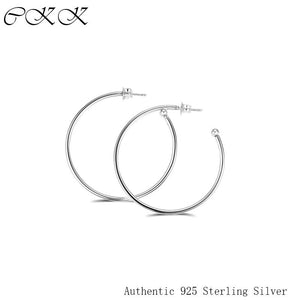 100% 925 Sterling Silver Hoops of Versatility Earrings Fine Jewelry Big Round Stud Earrings for Women Lady Gift PFE142
