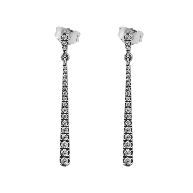 100% 925 Sterling-Silver-Jewelry Earrings for Women Shooting Stars Dangle Earrings with Clear CZ Fine Jewelry FLE108