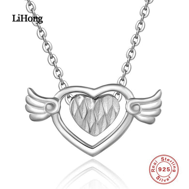 Collana in argento sterling 100% 925 AMORE Ciondolo a forma di cuore Catena in argento da 18 pollici Regalo di nozze di gioielli di marca da donna 