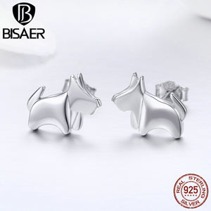 100% 925 Sterling Silver Small Animal Little Puppy Pure Silver Pet Dog Stud Earrings for Women Sterling Silver Jewelry Brincos