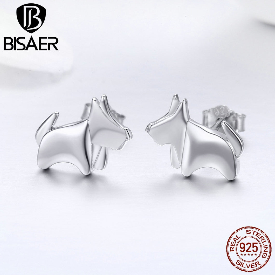 100% 925 Sterling Silver Small Animal Little Puppy Pure Silver Pet Dog Stud Earrings for Women Sterling Silver Jewelry Brincos