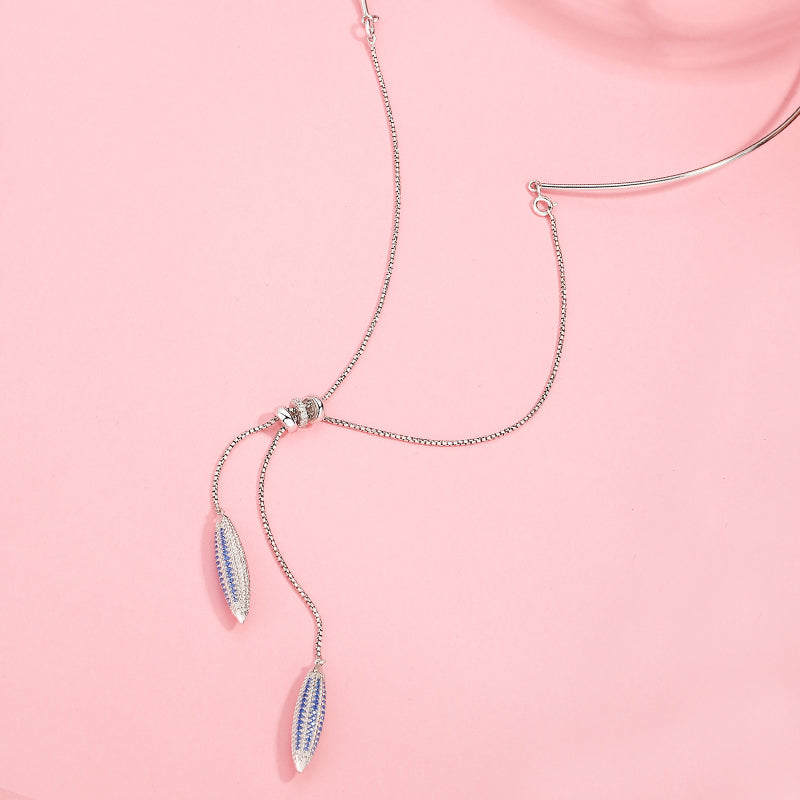 Collana e pendenti in argento sterling 100% 925 per gioielli da donna 2018 Collana lunga blu AAA CZ 