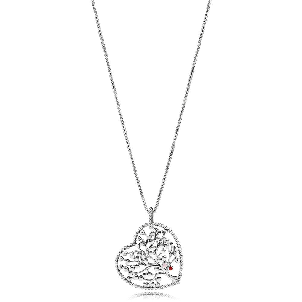 100% 925 Sterling Silver Tree Of Love Necklace Fit Charm Original Female jewels Gift for girls
