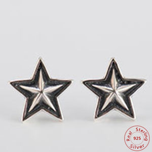 100% 925 Sterling Thai Silver Cute Tiny Star Stud Earrings Gift For Men Scho Girls Kids Lady Personality Jewelry Fashion