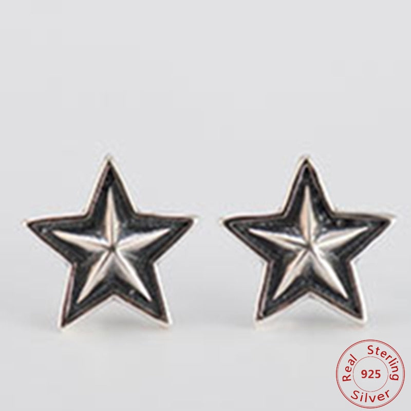 100% 925 Sterling Thai Silver Cute Tiny Star Stud Earrings Gift For Men Scho Girls Kids Lady Personality Jewelry Fashion