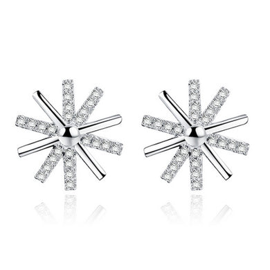 100% 925 sterling silver fashion shiny crystal sunflower female stud earrings jewelry women birthd gift Anti allergy
