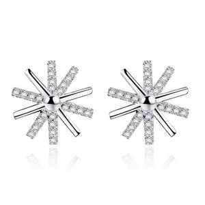 100% 925 sterling silver fashion shiny crystal sunflower female stud earrings jewelry women birthd gift Anti allergy
