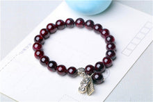 Load image into Gallery viewer, 100% AAA 8mm Natural Garnet Bracelet For Women Wine Red Bracelet Men Jewelry For Women Leaf Shape Chain Bracelet Gifts