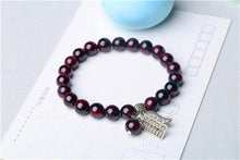Load image into Gallery viewer, 100% AAA 8mm Natural Garnet Bracelet For Women Wine Red Bracelet Men Jewelry For Women Leaf Shape Chain Bracelet Gifts
