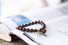 Load image into Gallery viewer, 100% AAA 8mm Natural Garnet Bracelet For Women Wine Red Bracelet Men Jewelry For Women Leaf Shape Chain Bracelet Gifts