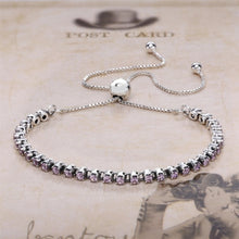 Carica l'immagine nel visualizzatore di Gallery, 100% Authentic 925 Sterling Silver Zircon Paving Adjustable Bracelet For Women Fit European pan Charm Bracelet DIY Jewelry