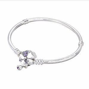 100% Authentic 925 Sterling silver Moments Bracelet With Wildfower Meadow Clasp Original pandora Snake chain DIY Jewelry
