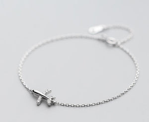 100% Authentic Real. 925 Sterling Silver Fine Jewelry Aircraft Airplane/ Plane with stone zirconia aaa+ Chain Bracelet GTLS719
