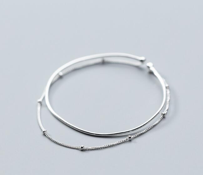 100% Authentic Real. 925 Sterling Silver Fine Jewelry Double Rows Bracelet women's GTLS749