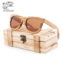 Load image into Gallery viewer, 100% Genuine Zebra Wood Sunglasses Polarized Handmade Bamboo Men&#39;s Retro Sunglasses Tea Ms. Gafas Oculos De Sol Madera