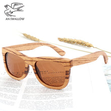 Load image into Gallery viewer, 100% Genuine Zebra Wood Sunglasses Polarized Handmade Bamboo Men&#39;s Retro Sunglasses Tea Ms. Gafas Oculos De Sol Madera
