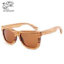 Load image into Gallery viewer, 100% Genuine Zebra Wood Sunglasses Polarized Handmade Bamboo Men&#39;s Retro Sunglasses Tea Ms. Gafas Oculos De Sol Madera