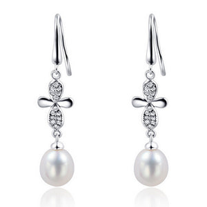 100% Guaranteed Real 925 Sterling Silver Earrings With Pearl Drop Earrings YH4710