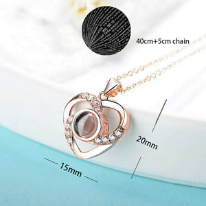 100 Languages Love Necklace Heart Pendant Wedding Romantic I Love You Projection Necklace for Women Girl Friend Ladies Gifts