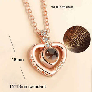 100 Languages Love Necklace Heart Pendant Wedding Romantic I Love You Projection Necklace for Women Girl Friend Ladies Gifts