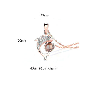 100 Languages Love Necklace Heart Pendant Wedding Romantic I Love You Projection Necklace for Women Girl Friend Ladies Gifts