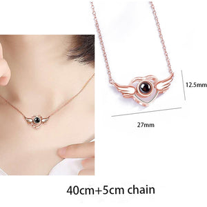 100 Languages Love Necklace Heart Pendant Wedding Romantic I Love You Projection Necklace for Women Girl Friend Ladies Gifts