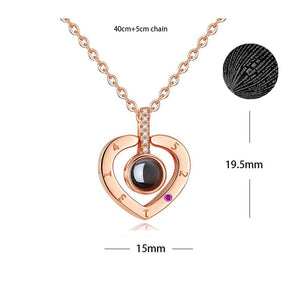 100 Languages Love Necklace Heart Pendant Wedding Romantic I Love You Projection Necklace for Women Girl Friend Ladies Gifts