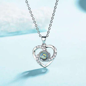 100 Languages Love Necklace Heart Pendant Wedding Romantic I Love You Projection Necklace for Women Girl Friend Ladies Gifts