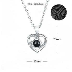 100 Languages Love Necklace Heart Pendant Wedding Romantic I Love You Projection Necklace for Women Girl Friend Ladies Gifts