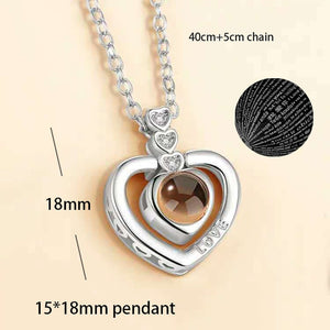 100 Languages Love Necklace Heart Pendant Wedding Romantic I Love You Projection Necklace for Women Girl Friend Ladies Gifts