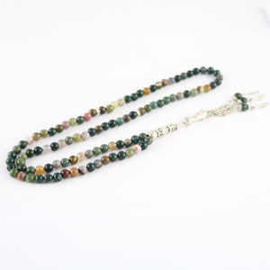 100% Natural Agate Prayer Bracelet Islamic Muslims Tabbih Allah Rosary Indian Agate Bracelet 99 Beads 6-10mm Agate Necklace