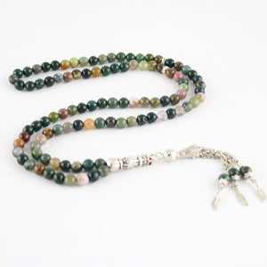 100% Natural Agate Prayer Bracelet Islamic Muslims Tabbih Allah Rosary Indian Agate Bracelet 99 Beads 6-10mm Agate Necklace