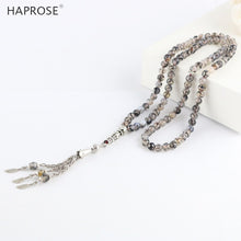 Load image into Gallery viewer, 100% Natural Black line agate green tasbin Prayer Islamic Muslim tasbih Allah Rosary Pattern agate 99 beads 6-10mm necklace