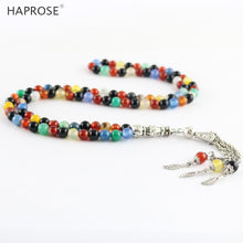 Load image into Gallery viewer, 100% Natural Color agate bracelets Prayer Islamic Muslim tasbih Allah Rosary agate bracelets 99 beads 6-10mm dance necklace