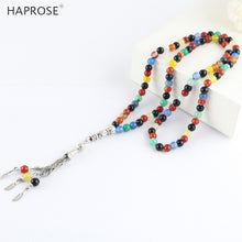 Load image into Gallery viewer, 100% Natural Color agate bracelets Prayer Islamic Muslim tasbih Allah Rosary agate bracelets 99 beads 6-10mm dance necklace
