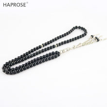 Carica l&#39;immagine nel visualizzatore di Gallery, 100% Natural Obsidian Prayer Bracelet Islamic Muslims Tabbih Allah Rosary obsidian Bracelet 99 Beads 6-10mm obsidian Necklace