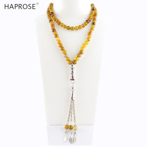 100% Natural Tea dragon agate tasbin Prayer Islamic Muslim tasbih Allah Rosary Pattern golden agate 99 beads 6-10mm necklace