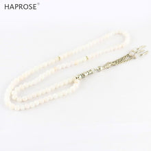 Load image into Gallery viewer, 100% Natural White Agate Prayer Bracelet Islamic Muslim Tasbih Rosary Bracelet Fashion Jewelry Luxury Lady Agate Bracelet Gift