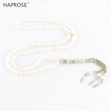 Load image into Gallery viewer, 100% Natural White Agate Prayer Bracelet Islamic Muslim Tasbih Rosary Bracelet Fashion Jewelry Luxury Lady Agate Bracelet Gift
