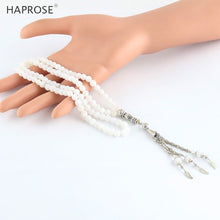 Load image into Gallery viewer, 100% Natural White Agate Prayer Bracelet Islamic Muslim Tasbih Rosary Bracelet Fashion Jewelry Luxury Lady Agate Bracelet Gift