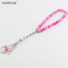 Load image into Gallery viewer, 100% Natural agate Prayer Islamic Muslim tasbih Allah Rosary bracelets 33 beads rose Red Weathered agate stone Bracelet 6-10mm