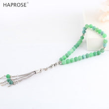 Load image into Gallery viewer, 100% Natural agate bracelet Prayer Islamic Muslim tasbih Allah Rosary 33 beads green Weathered agate stone Bracelet 6-10mm