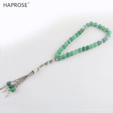 Load image into Gallery viewer, 100% Natural agate bracelet Prayer Islamic Muslim tasbih Allah Rosary 33 beads green Weathered agate stone Bracelet 6-10mm