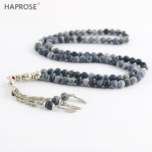 Carica l&#39;immagine nel visualizzatore di Gallery, 100% Natural agate weathering black bracelets Prayer Islamic Muslim tasbih Allah Rosary black agate necklace 99 beads 6-10mm
