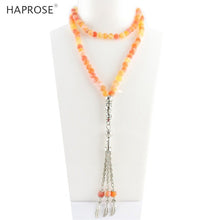 Load image into Gallery viewer, 100% Natural weathering agate Orange bracelets Prayer Islamic Muslim tasbih Allah Rosary women&#39;s necklace 99 beads 6-10mm agate