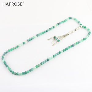 100% Natural weathering agate green tasbin Prayer Islamic Muslim tasbih Allah Rosary green agate 99 beads necklace 6-10mm