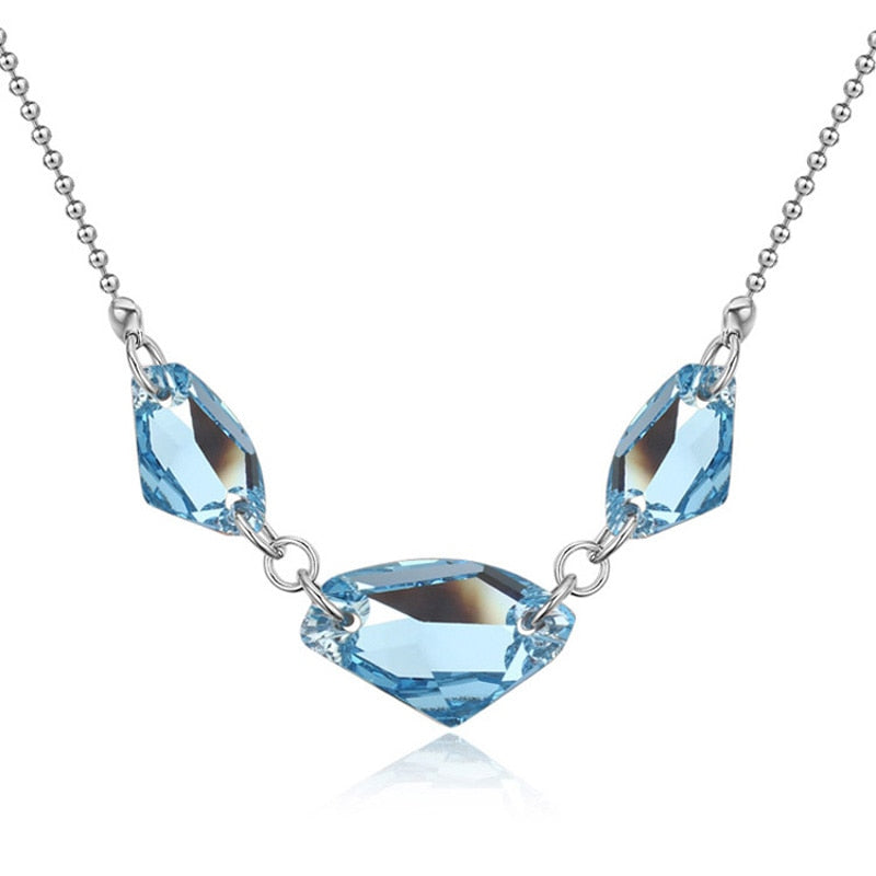 100% Original Crystal from Austria Rhodium plated Necklace&Pendant Bijoux For Women Concise geometrical fashion accessories