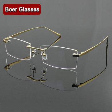 100% Pure Titanium Men'S Eyeglasses Frame Optical Glasses RXable Rimless Glasses Light  Weight 4 Colors  YASHILU 1179