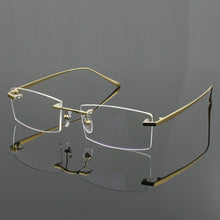 Load image into Gallery viewer, 100% Pure Titanium Men&#39;S Eyeglasses Frame Optical Glasses RXable Rimless Glasses Light  Weight 4 Colors  YASHILU 1179